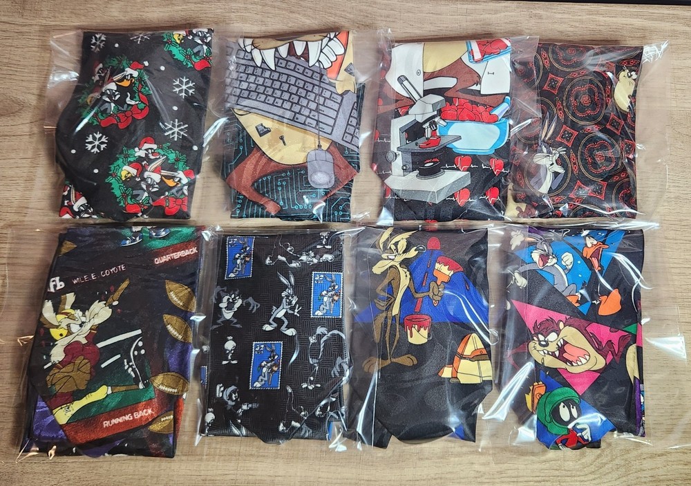 Vintage 90s Looney Tunes Silk & Polyester Novelty Neck Ties Assorted Characters