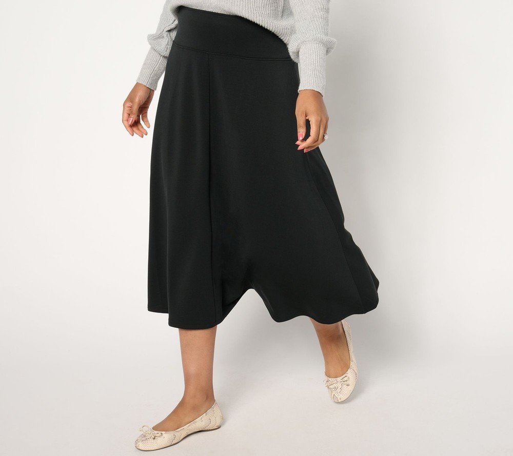 Peace Love World Women's Plus Sz Skirt 3X Pull-On Scuba Knit Circle Black
