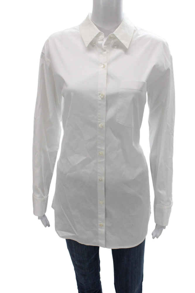 Veronica Beard Women Collared Button-Up Blouse White Long Sleeve Basic Size 2Free Shipping in US $100+ Orders | $6.95 Orders Below
