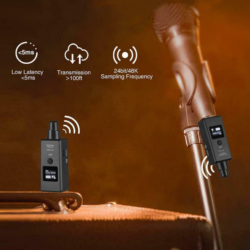 Microphone Wireless XLR Transmitter Receiver Rechargeable Adapter for Speaker