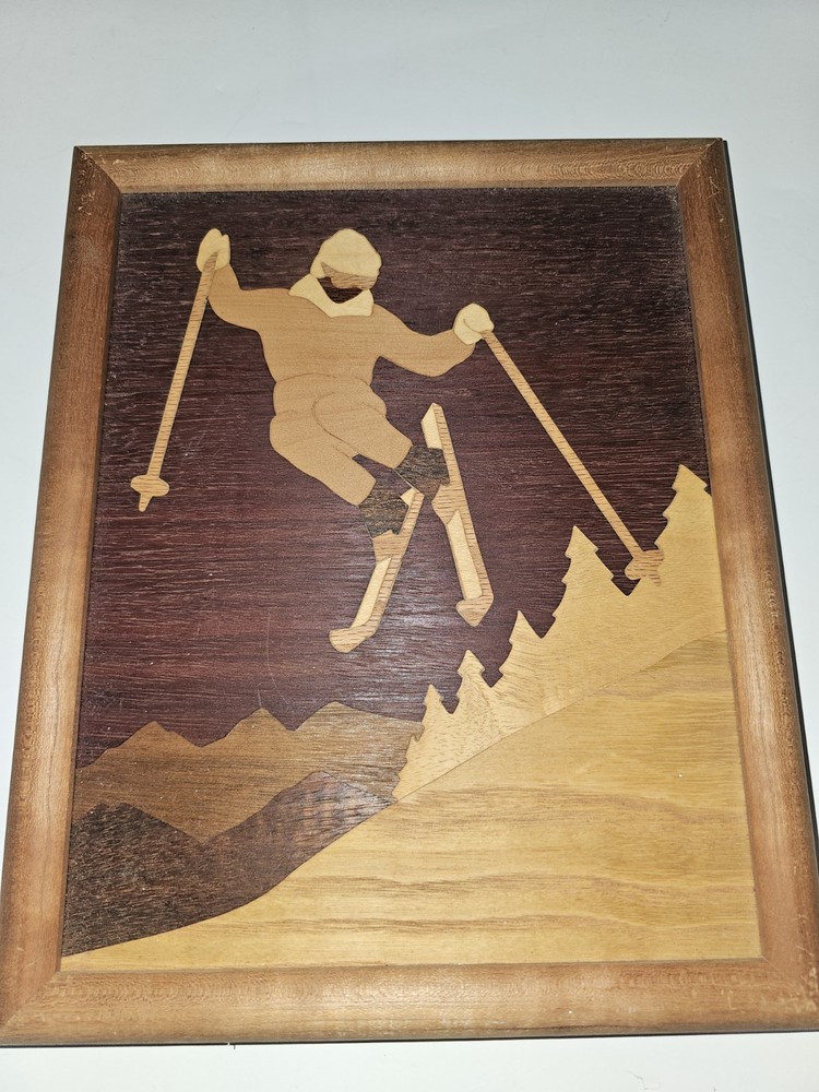 Marquetry: Downhill Skiing, Mogle Jumping, Original by Steve Henry