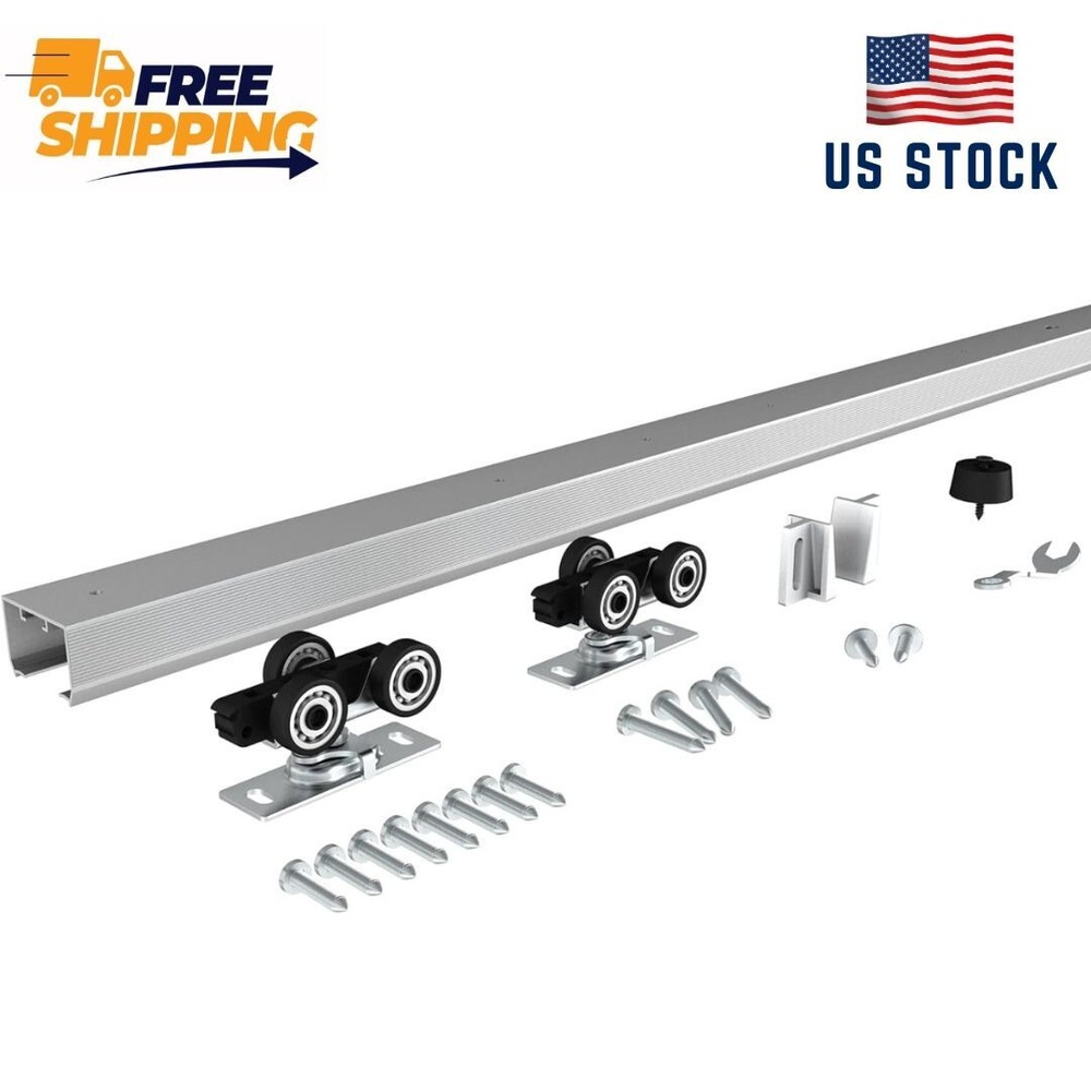 5FT Commercial Grade Pocket Door Hardware and Track Set, Sliding Door Hardware