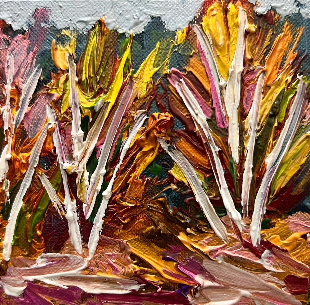 Expressionist Fall Trees Oil Painting Abstract Autumn Landscape Artwork