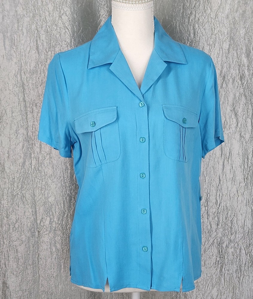 Notions 100% Silk Woman's Button Down Blouse Size Medium