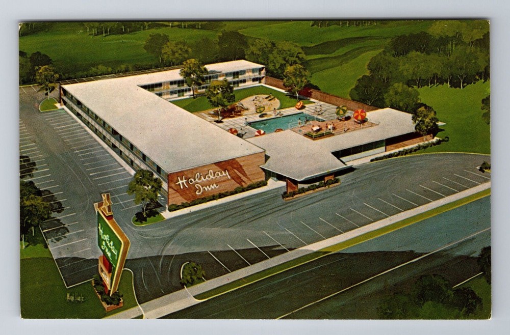 Jacksonville FL-Florida, Aerial Holiday Inn, Advertisement, Vintage Postcard