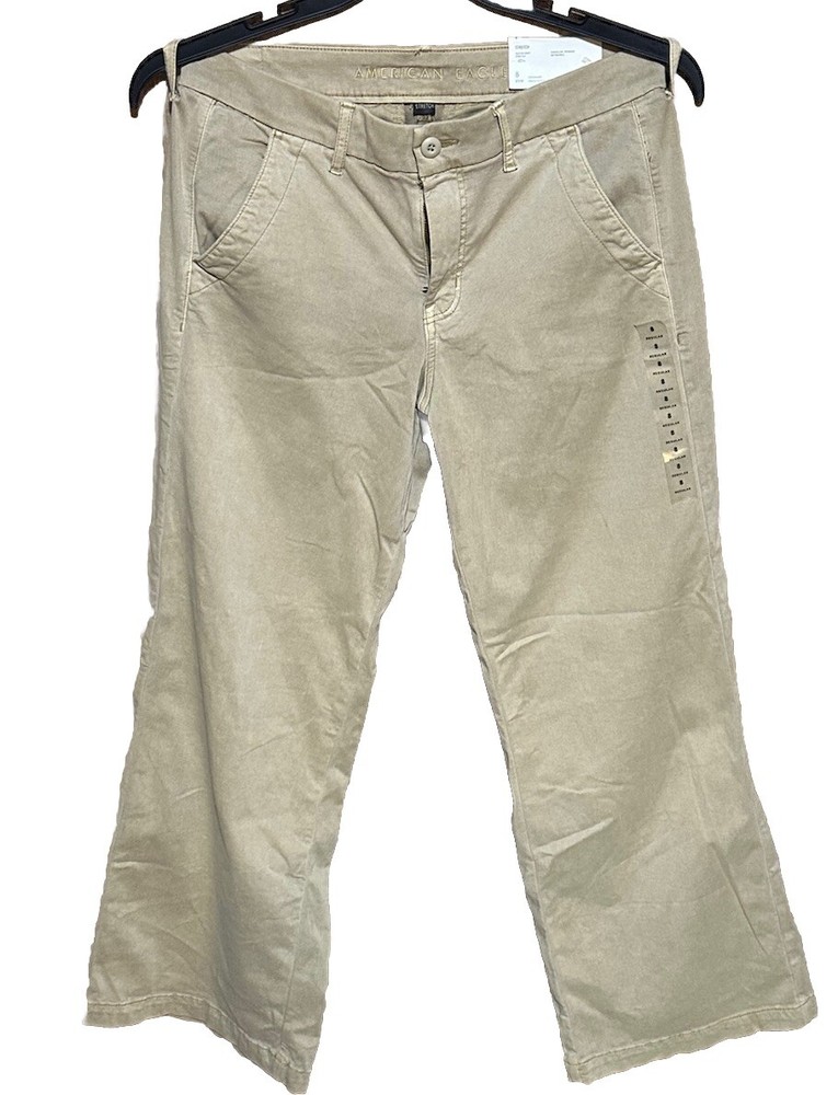 American Eagle Pants Adult 8 Beige Skater Bootcut Stretch Wide Leg Women's NWT