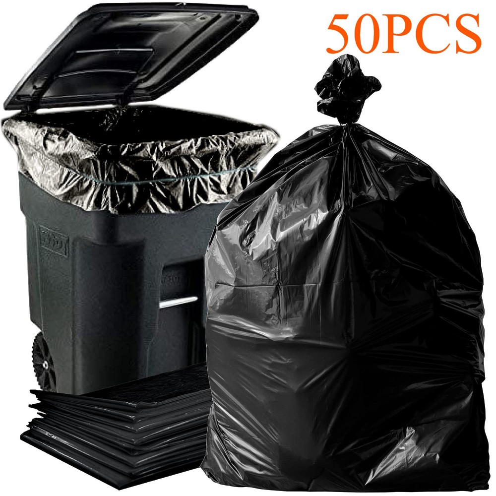 50 Gallon Black Garbage Bags 1.9MIL Thick for Kitchen Lawn Office For Cleaning