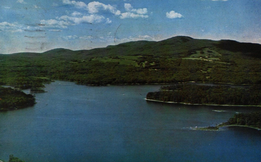Air View Of Camden Hills Over Lake Megunticook, Camden, Maine,Vintage Postcard