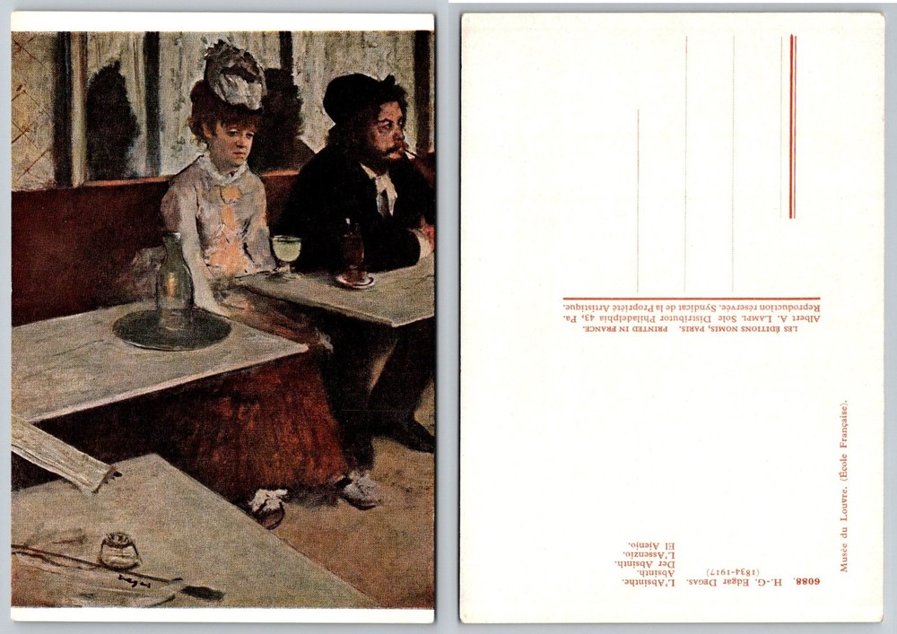 Edgar Degas L'Absinthe Art Postcard - French Impressionist Cafe Scene-image
