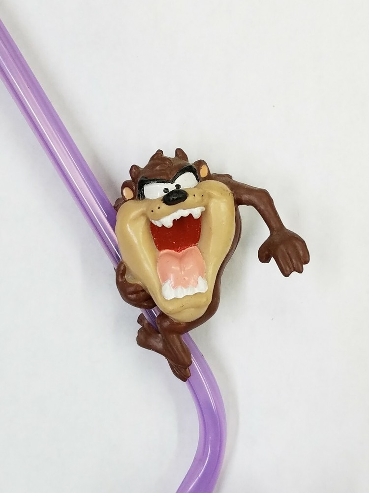 Vintage Looney Tunes Taz Tazmanian Devil Purple Collectible Sipper Straw