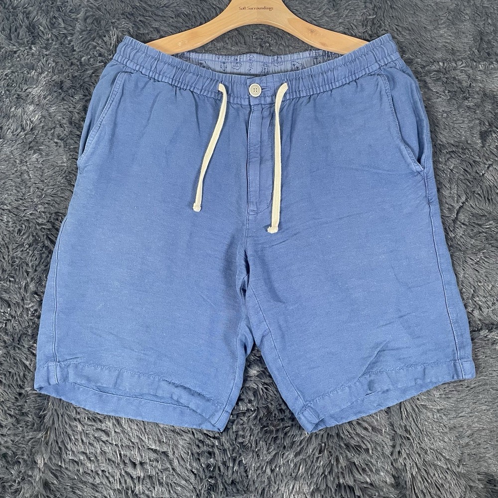 Tommy Bahama Beach Comber Linen Blend Shorts Men's Size Medium Blue Drawstring