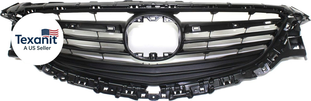 Grille Assembly Compatible with 2014-2017 Mazda 6 Textured Dark Gray Shell and I