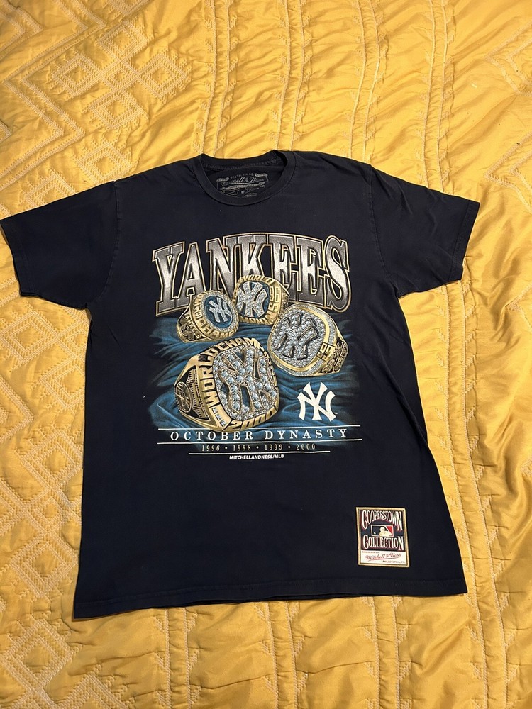 New York Yankees Mitchell And Ness T-Shirt Mens Size Medium Blue Short Sleeve