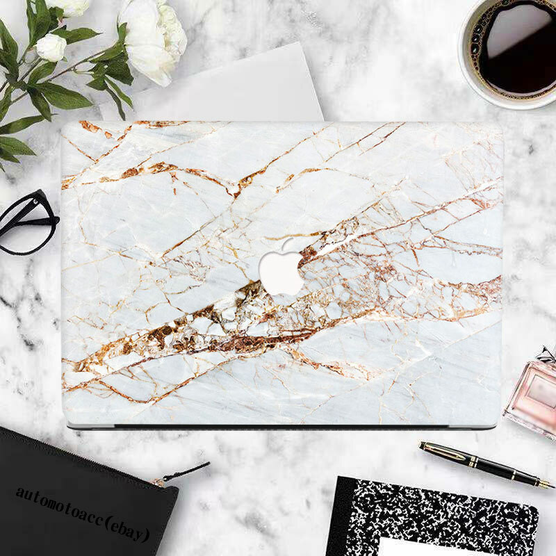 White Crack Marble Pattern Case For Macbook M1 M2 Air 13 12 11 Pro 14 15 16 inch
