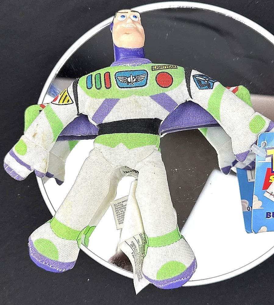 VTG Disney Pixar Toy Story Buzz Lightyear Plush Doll Star Bean Rubber Head Used