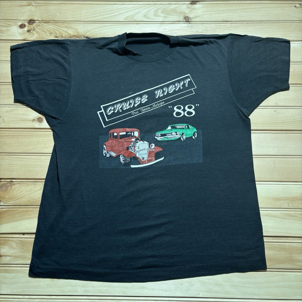Vintage 80s Cruise Night Hotrod Muscle Car 1988 Faded Classic Car Shirt Size L
