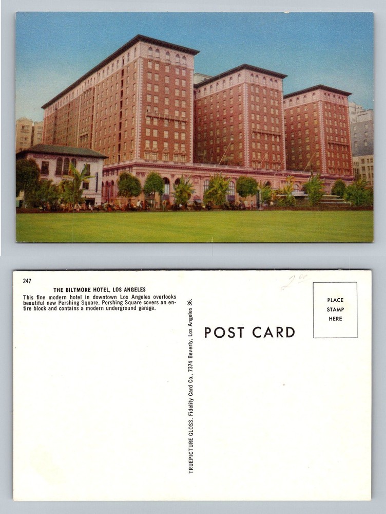Los Angeles, CA-California, Biltmore Hotel Pershing Square Vintage Postcard