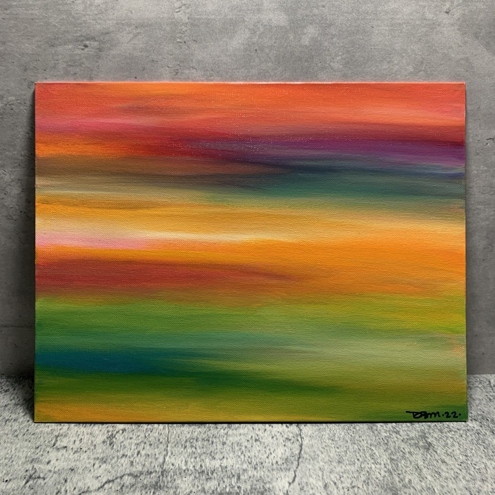 Original 11” X 14” Abstract Acrylic Painting Art On Canvas Panel With Easel-image