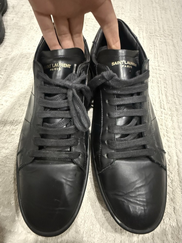 EUR 44 / US 10 Saint Laurent Black Leather Sneakers