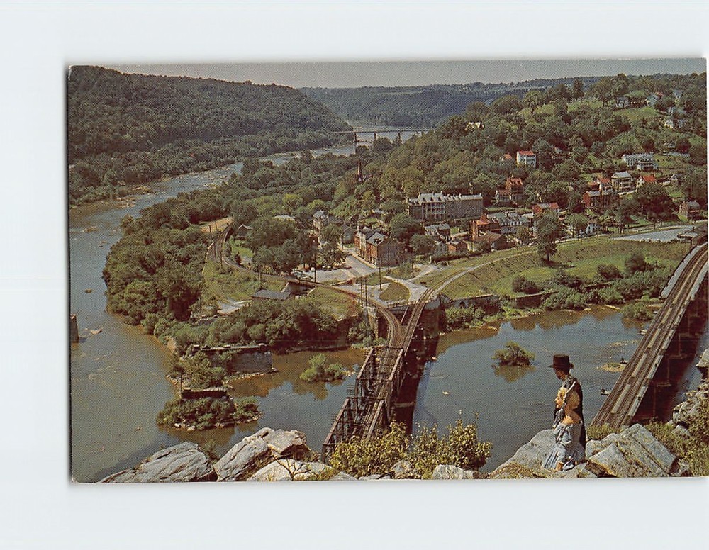 Postcard Aerial View Harpers Ferry West Virginia USA