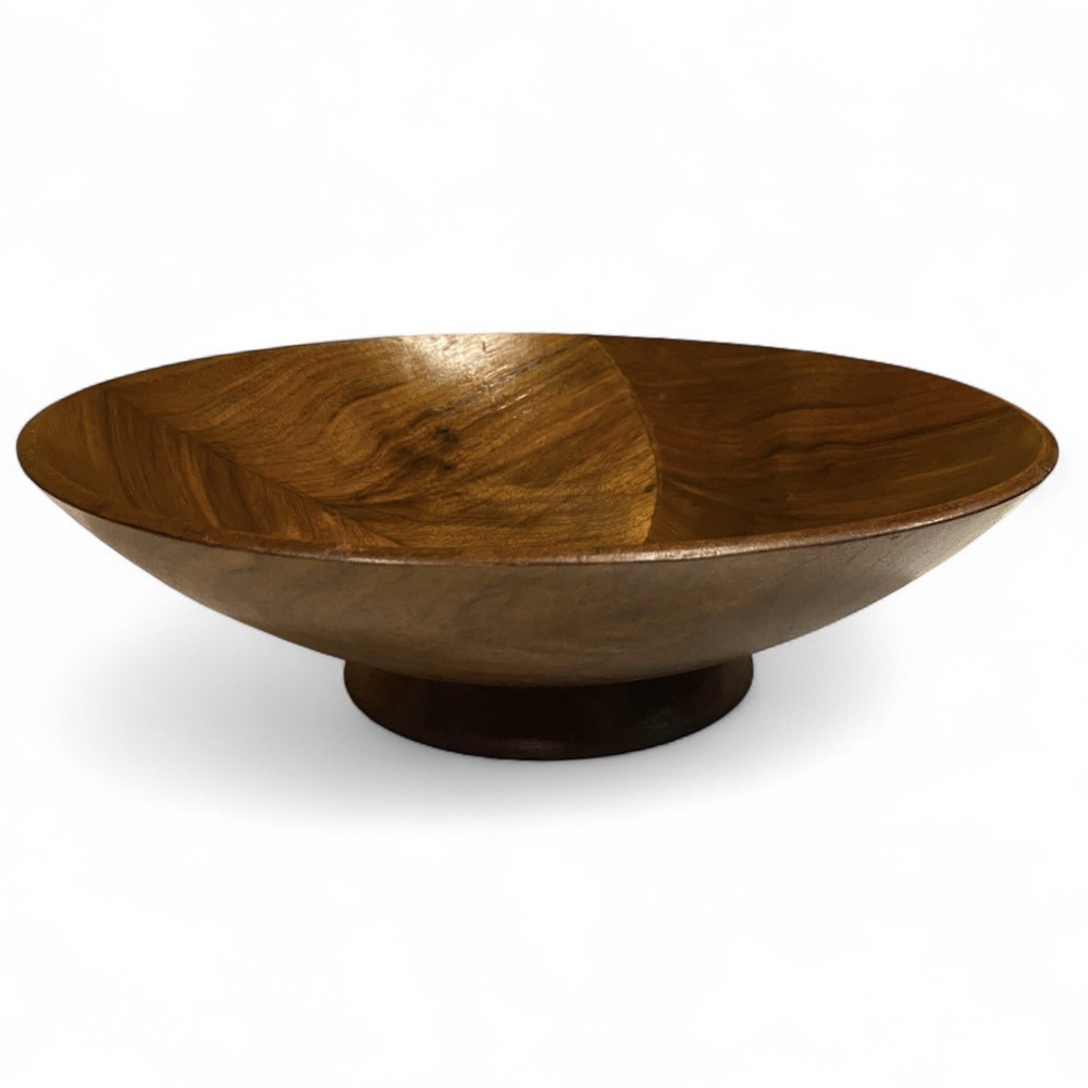 Vintage Mid Century Gladmark Burbank Calif. Walnut Inlaid Salad Fruit Bowl 13”