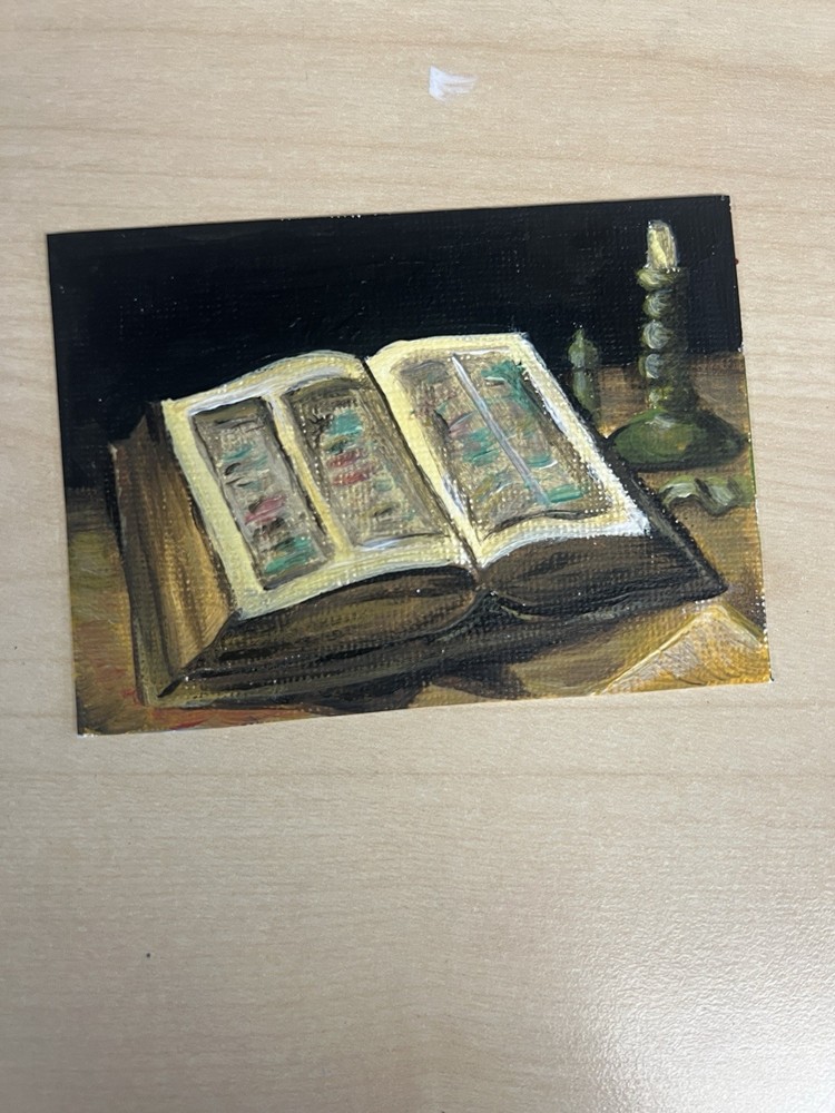 ACEO mini study of Van Goghs “Study Of A Bible ” Acrylic