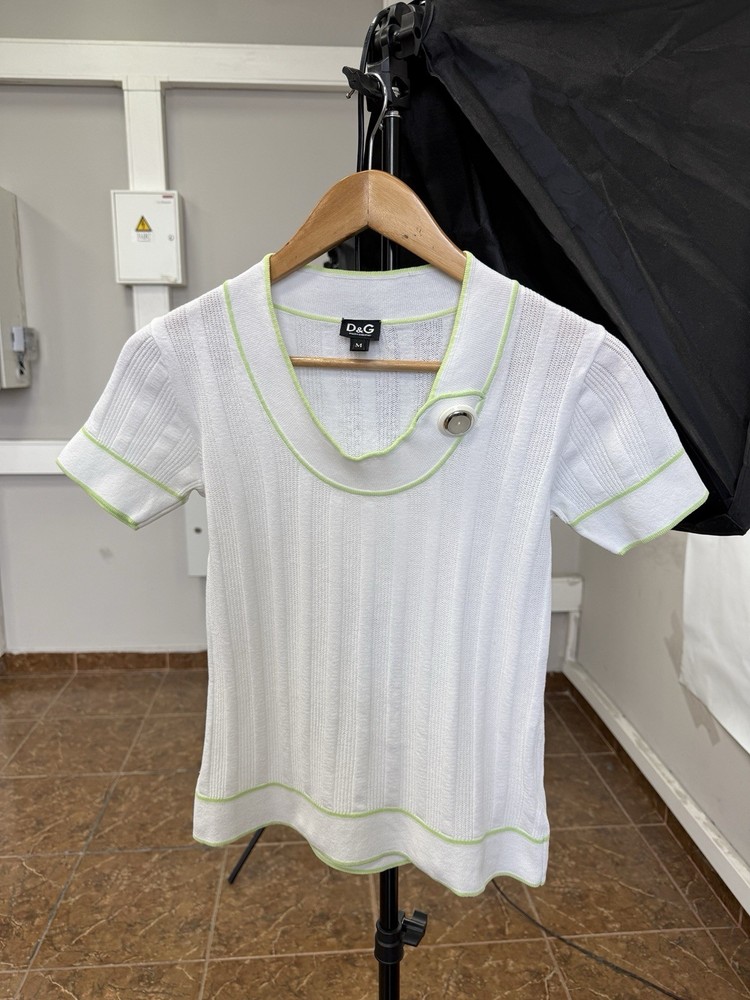 🇮🇹 Vintage 2000 Dolce Gabbana D&G White Knit T-Shirt Italy Size M