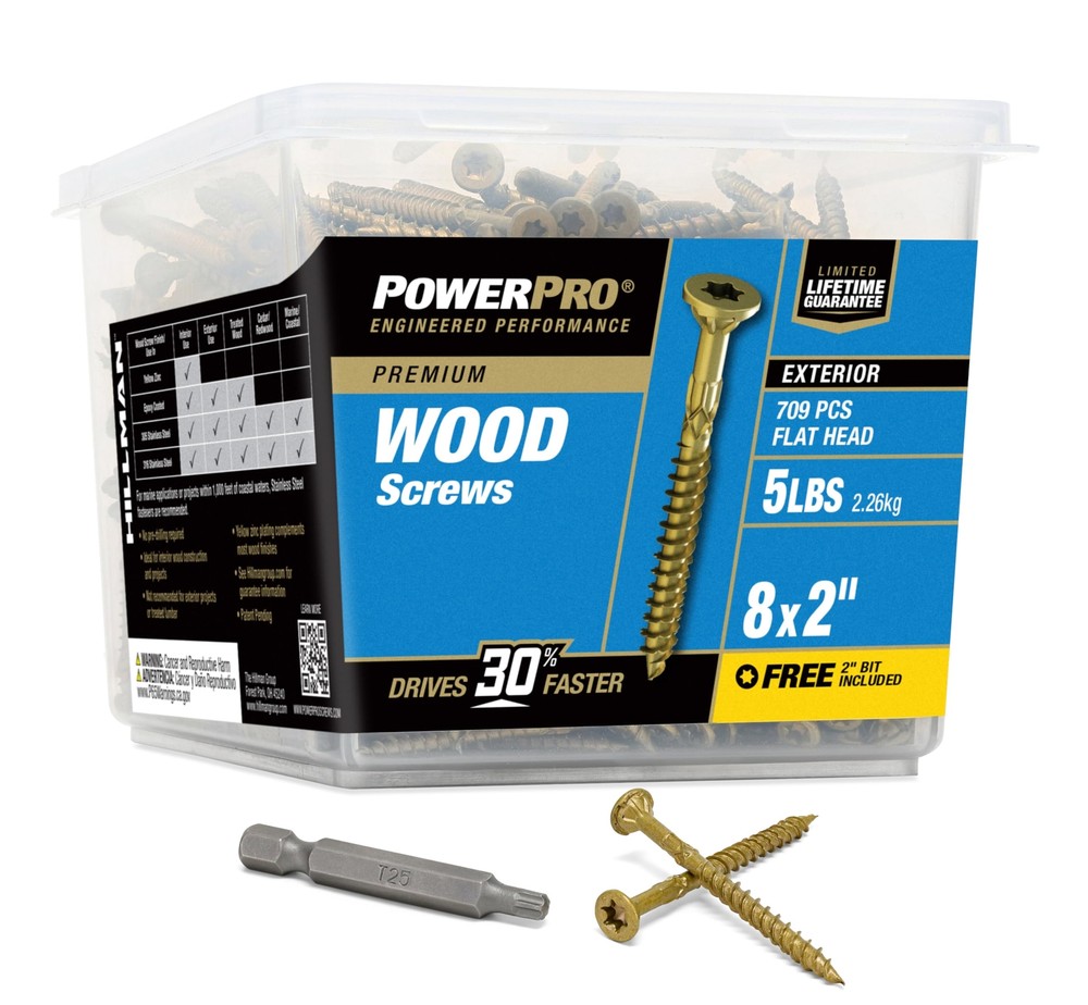 Power Pro Premium #8 x 2 Inch Exterior Wood Screws 5lb Box for Decking
