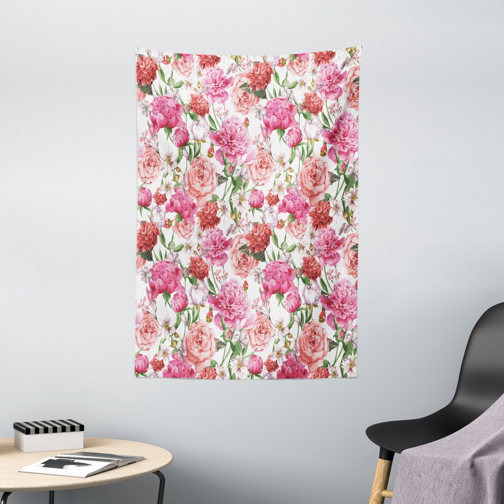 Floral Tapestry Peonies and Roses Print Wall Hanging Decor