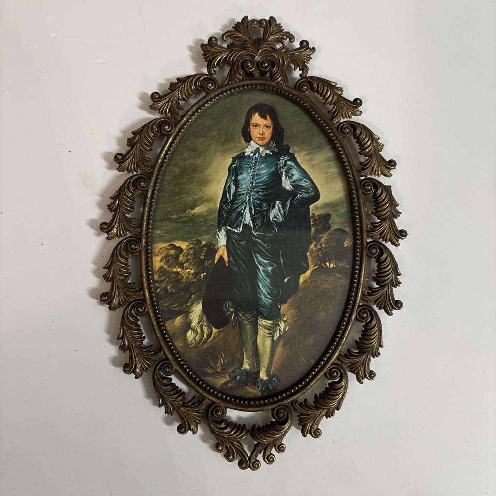 Made in Italy Brass Framed of Blue Boy. Vintage (the Girl Sold Separate In Shop)