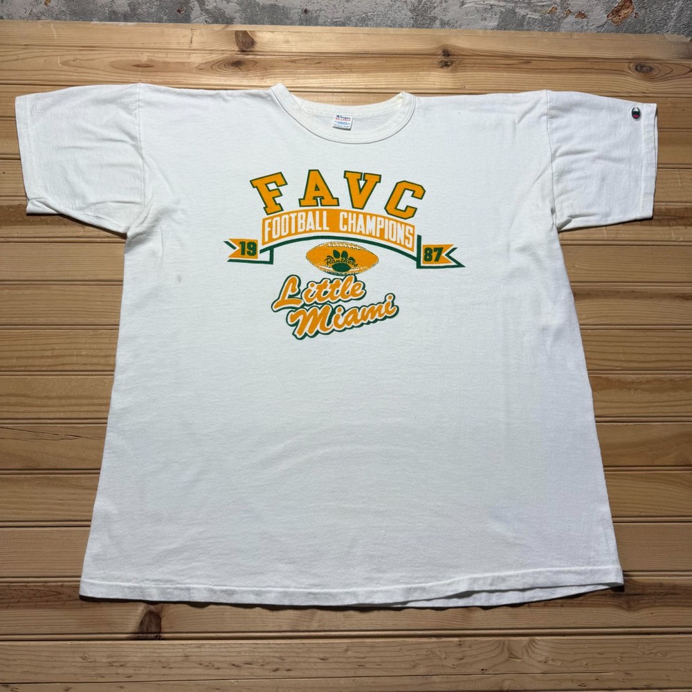 Vintage 1987 Champion Little Miami FAVC Football Champions T-Shirt USA Size XXL