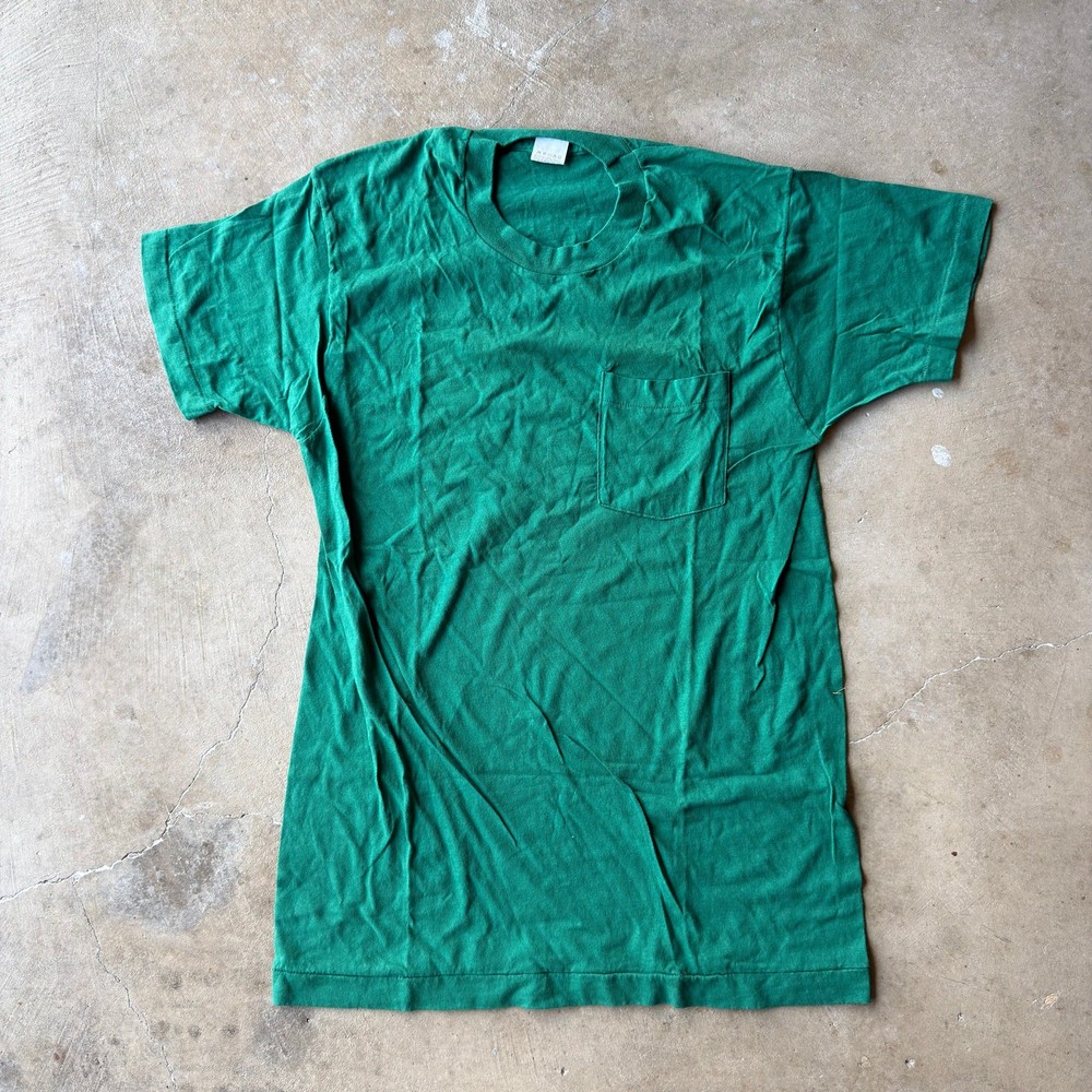 Vintage 80S 90S Fruit Of The Loom Green Deadstock Pocket Tee Shirt Mens Large