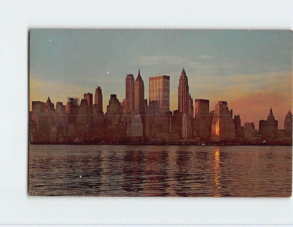 Postcard Lower Manhattan from Brooklyn NYC New York CIty USA North America