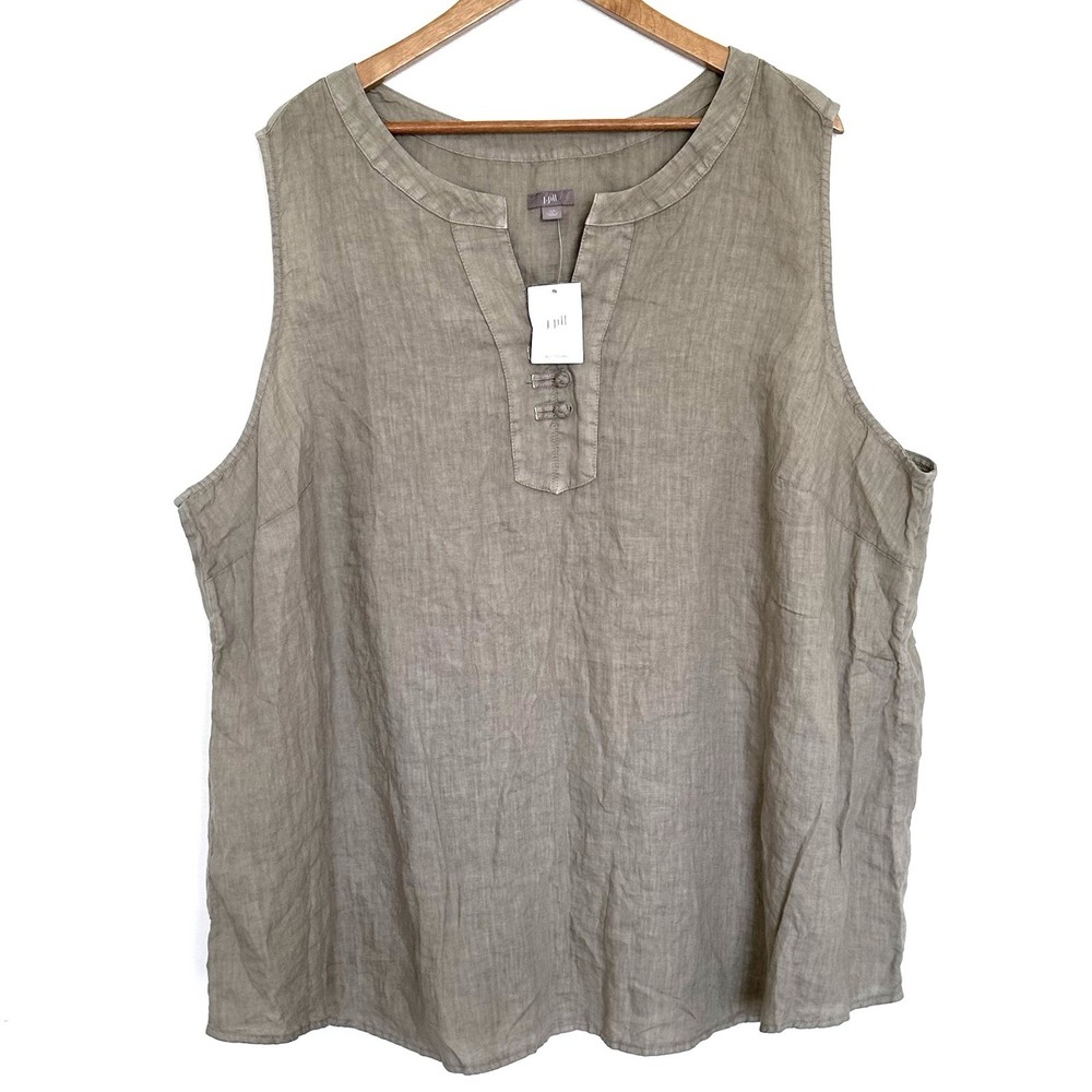 NWT J. Jill Plus Shirt Women’s 4X Linen Sleeveless V Neck Pullover Lightweight