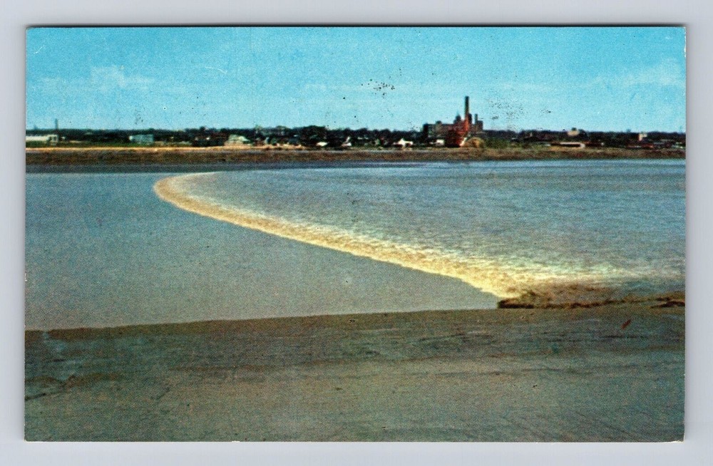 Moncton New Brunswick-Canada, The Tidal Bore, Antique, Vintage c1961 Postcard