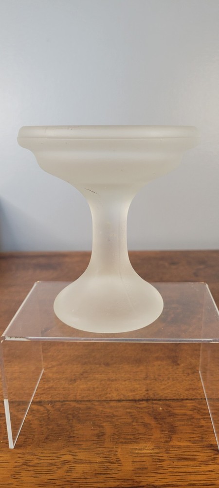 Frosted Satin Clear Glass Fairy Lamp Pedestal 4in Diameter  **BASE ONLY**
