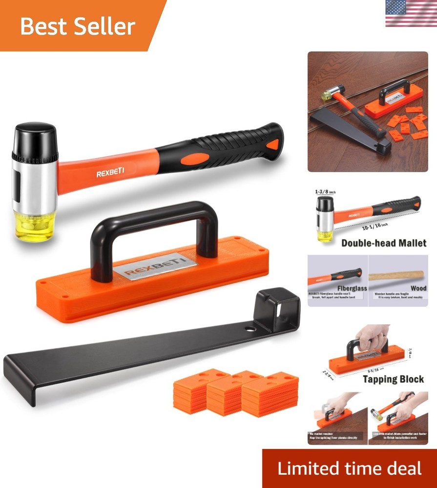 Upgraded 43-Piece Flooring Tools Set Including Tapping Block & Reinforced Mallet