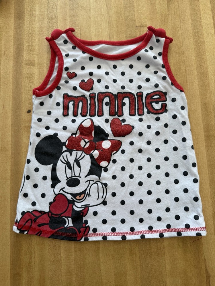 Disney Minnie Mouse White Red Polka Dot Sleeveless Tank Top Girls 4T