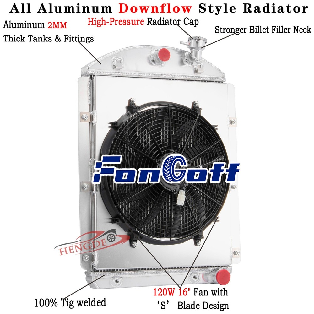 3 Row Radiator Shroud Fan For 1941-1946 Chevy Truck BK CK DJ 3.8L Small Block V8