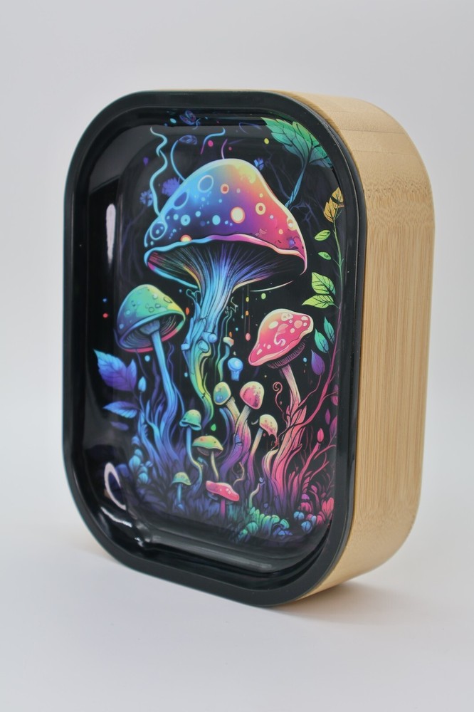 Bamboo Wood Stash Box with Removable Lid and Rolling Tray