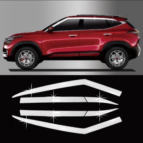 Chrome Side Window Visor Vent Sun Rain Guard Deflectors For Kia Seltos 2020-2023