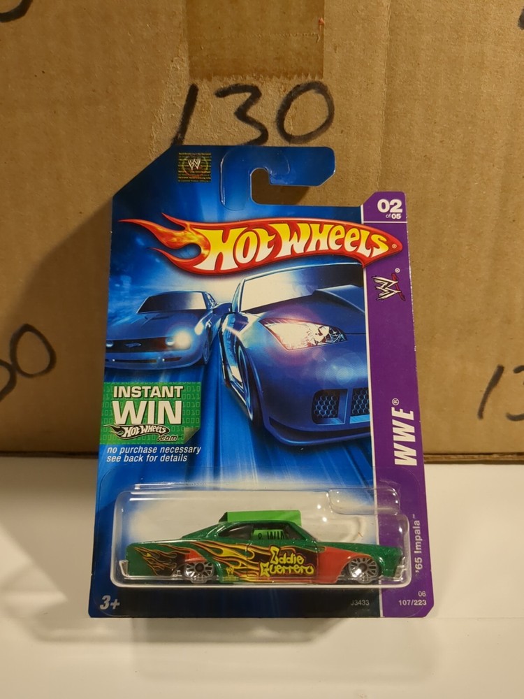 2006 Hot Wheels #107 WWE-Eddie Guerrero '65 IMPALA Green w/Lace Spoke