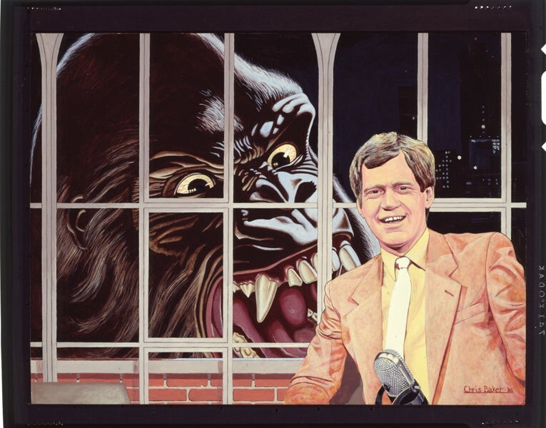 David Letterman Show King Kong Ape Back Drop Art Original 4x5 Transparency