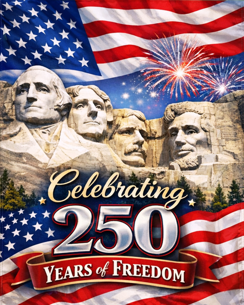 250th Anniversary Happy Birthday America Mount Rushmore SGF522 Garden Flag Doubl