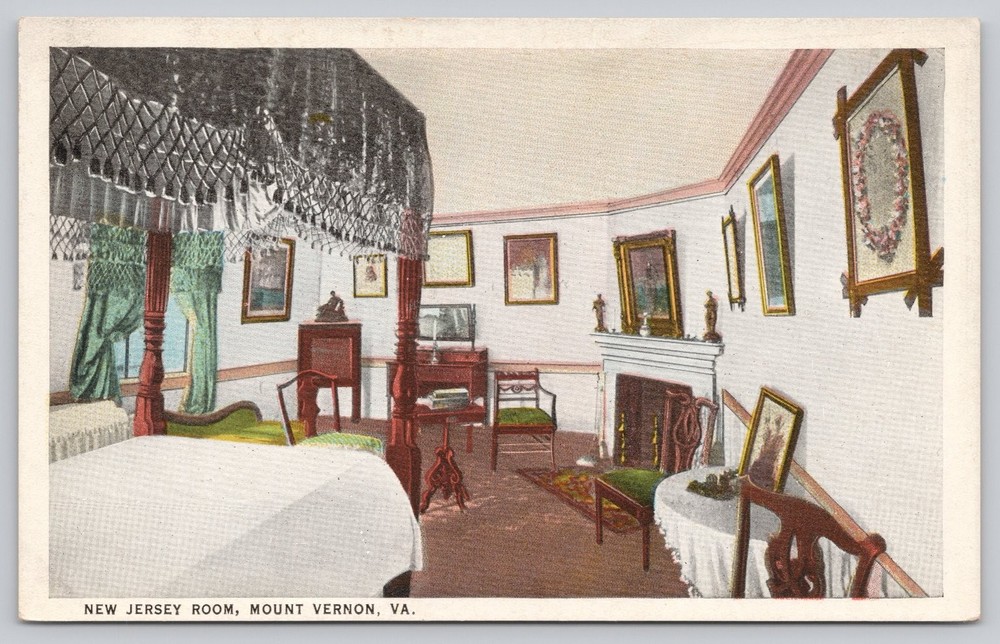 Vintage New Jersey Room Mount Vernon VA White Border Postcard