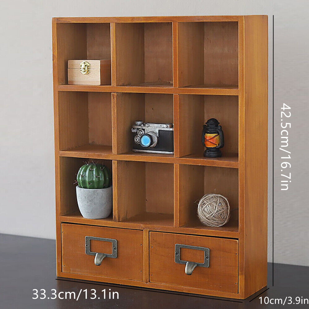 9 Cube Wooden Furniture Storage Shelving Display & 2 Drawers