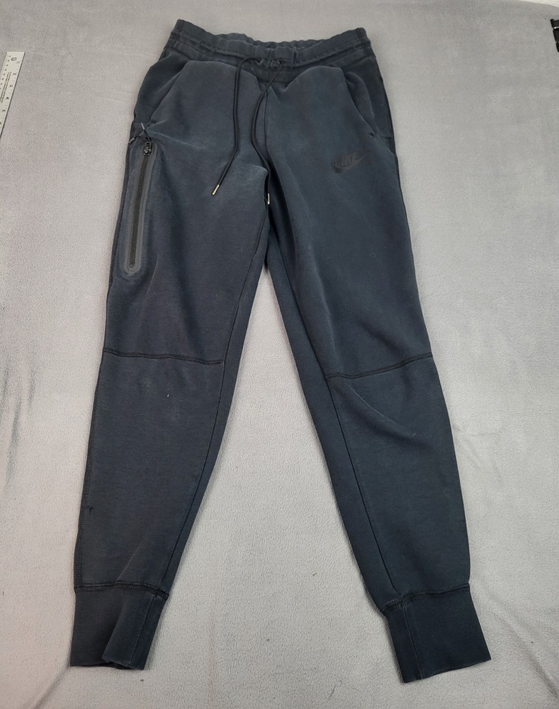Nike Tech Fleece Pants Womens XS Black Lightweight Drawstring Zipper Joggers