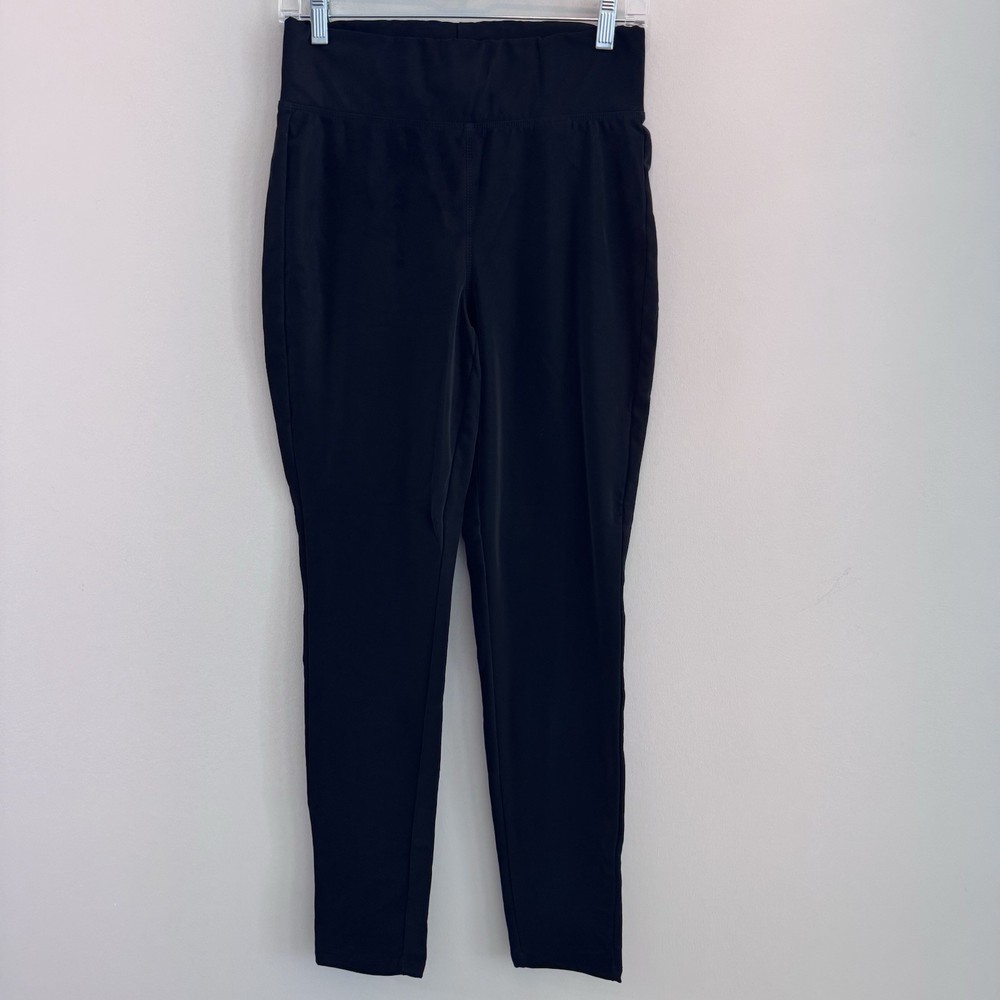 Buckle Black Faux Leather Leggings Women M High Rise Pull On Skinny