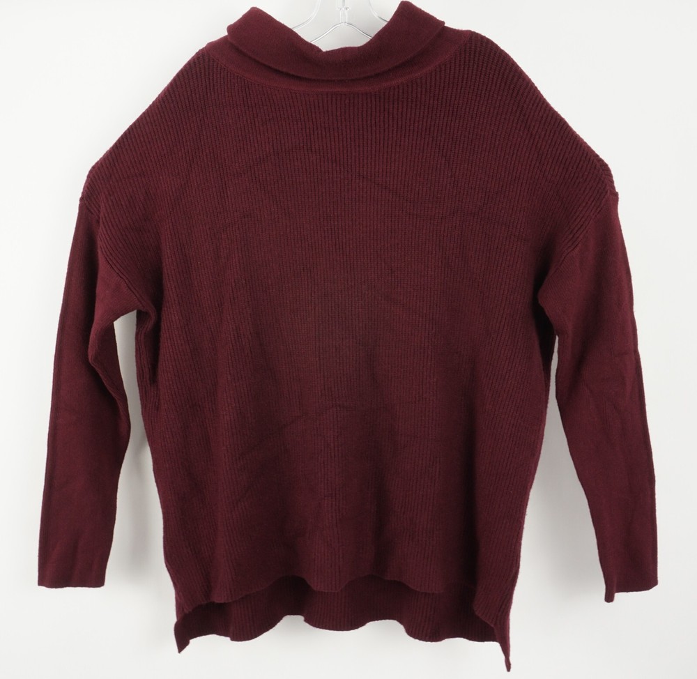 New Devotion by Cyrus Womens Size L Oversized Maroon Rib Knit Cowl Tunic Sweater