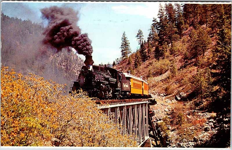 Postcard TRAIN SCENE Between Durango & Silverton Colorado CO m/09 AO9408